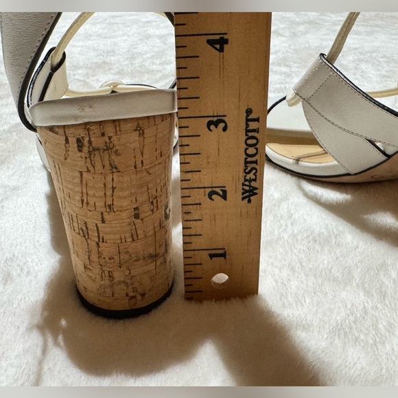 Jimmy Choo Sz 7.5 (37.5) white Sandals w/ Chunky Cork Heel - Excellent Condition - Picture 11 of 16